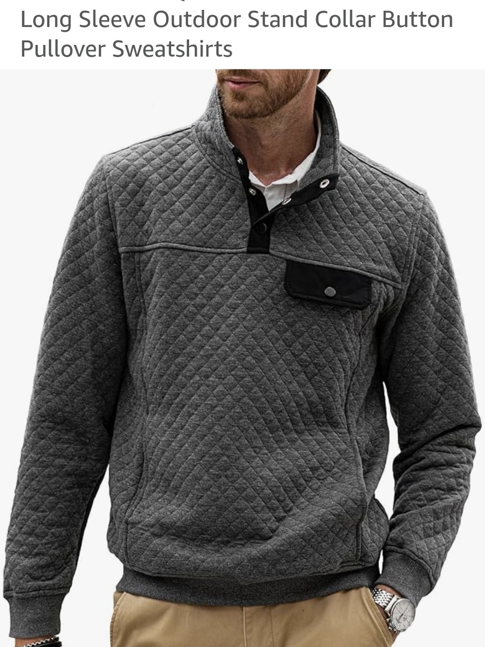 JMIERR Men's Quilted Stand-Collar Pullover Sweatshirt Sz 2XL - NWT